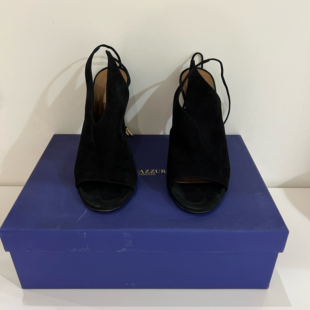 Aquazzura Black Suede Ami Sandals/Heels